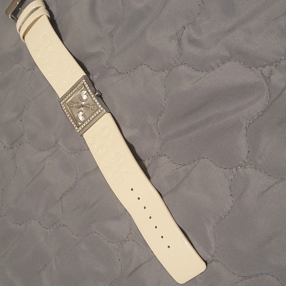 White Guess Watch With Silver Face